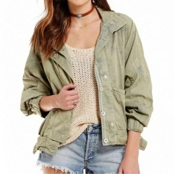FREE PEOPLE | NEW Ripstop Parachute Utility Jacket Green Women’s Size X-Small - Picture 1 of 15